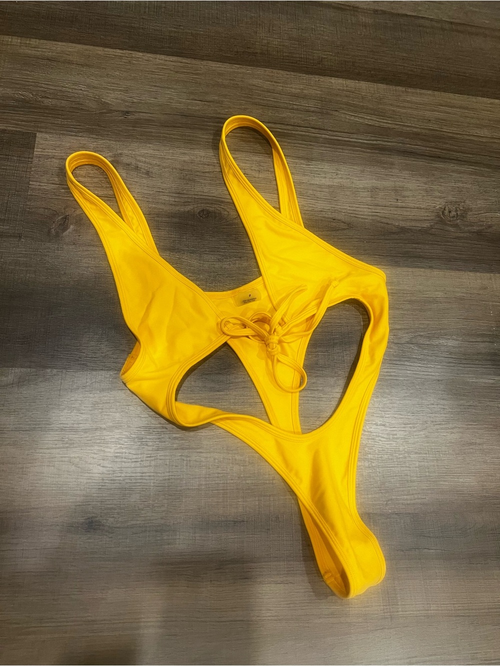 Women’s Yellow Lace-Front One Piece Swimsuit